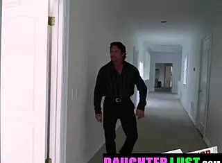 Stepdaughter Stripped To Panties Sucks Dick On All Fours!