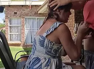 Homemade Outdoor Scene With Brunette