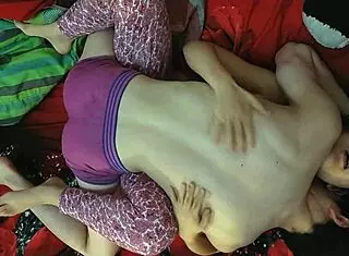 Oiling her pussy at home before hard doggystyle fuck