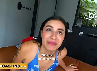 cute latina amateur gets jizzed in casting doggystyle