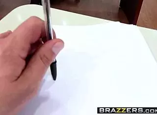 Feeling distracted by teacher's big tits in stockings at school