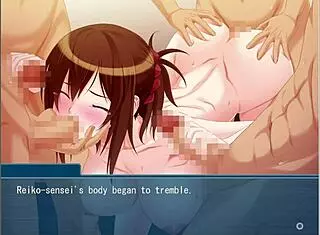 Bound teacher obeys in gangbang