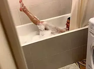 bubble bath with young teen