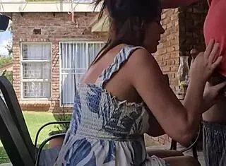 Homemade Outdoor Scene With Brunette