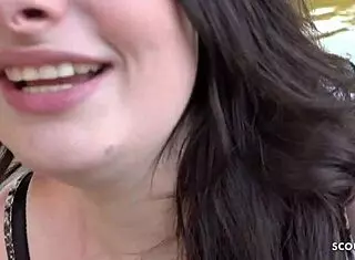 German scout bangs curvy Elisa in raw street casting action