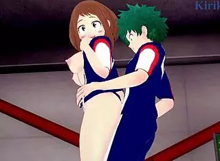 ochako uraraka and izuku midoriya get into intense sex in this my hero academia hentai scene