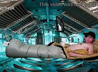 Hands-free fleshlight masturbation in shiny bag 😏