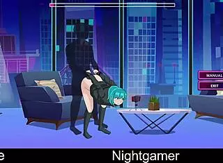 in the night, a gamer discovers his cute anime girlfriend in hentai style