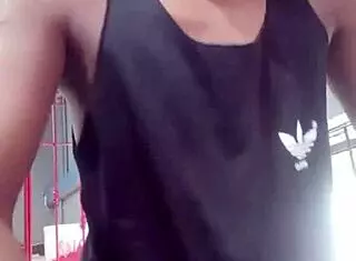 Two young people exchange looks at gym, then he fucks unknown woman cumming inside her shaved pussy.