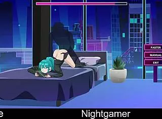 in the night, a gamer discovers his cute anime girlfriend in hentai style