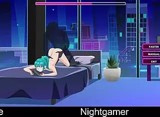 in the night, a gamer discovers his cute anime girlfriend in hentai style