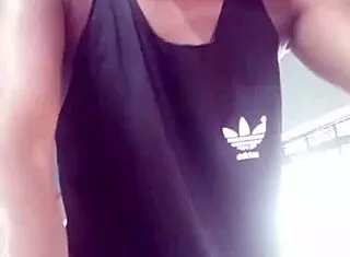 Two young people exchange looks at gym, then he fucks unknown woman cumming inside her shaved pussy.