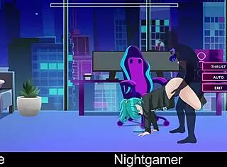in the night, a gamer discovers his cute anime girlfriend in hentai style