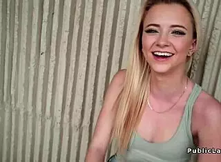 Blonde Couple Fucks Outdoors On The Lawn POV