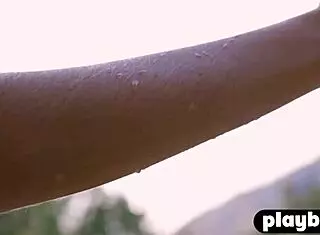 Katya Clover, blonde milf, flaunts perfect body in rainy posing session