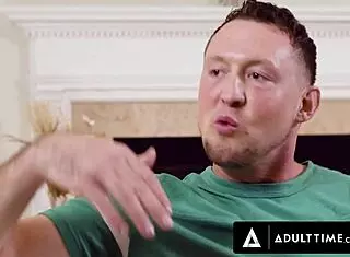 adult time - hung straight buddies pierce paris & jj knight try gay sex while masturbating together, deepthroat and big cock.