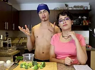 Henry and Veronika share quick pasta then blowjob