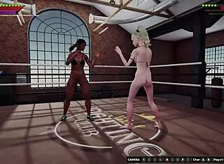 Dela battles Bree in intense naked 3D wrestling with face sitting action