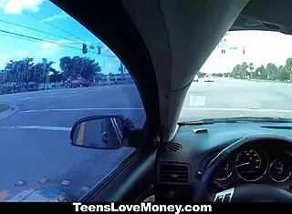 teen ada’s quickie in car for fundraising with monster cock cum on tits