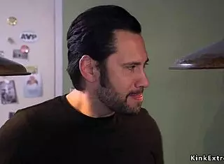 grown dude pounds milf's ass in rough bondage!