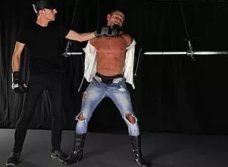 straight muscle stud dominated in gay bondage bdsm.