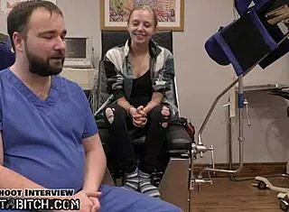 Ava Sirens' virgin pussy blasted with huge cumshot by doctor in hospital.