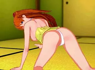 Horny Asuka in Yellow Dress Guides Your Handjob - Evangelion POV.