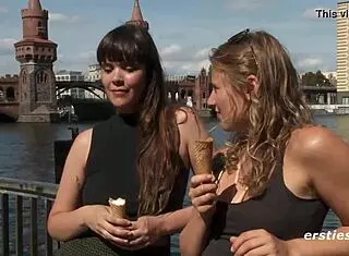 Blake and Lindsey lick wet hairy pussies after ice cream