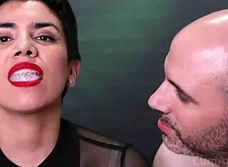 Cum Dripping from Mouth in Fetish Couple Scene with Blowjob and Handjob