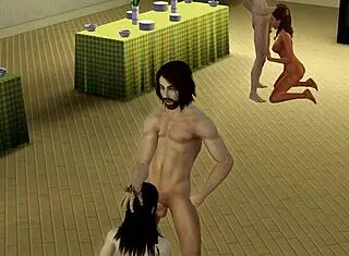 Orgy scene in The Sims cartoon