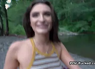 fucking busty stranger by the river in nature