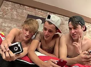 Twinks Leo Rain and Dylan Thorne get anal pounded by James Lain