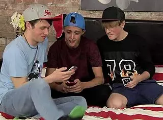 Twinks Leo Rain and Dylan Thorne get anal pounded by James Lain