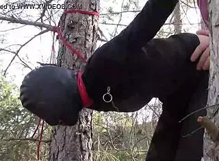 Skinny Latina Tied To Tree For Rough Outdoor Fuck