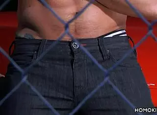 muscular gay couple fucks on red car roof 😏