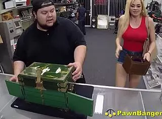 Blonde teen Skyla Novea with huge boobs and ass gets blowjob and doggystyle from massive cock