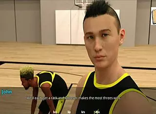 In college hentai, John gets hurt again during practice with big-tit girls