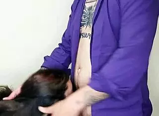 Watch me cum in this cute petite teen's mouth