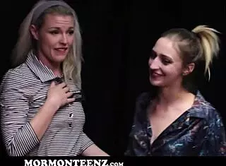 Cute mormon teens sneak away for taboo girl-on-girl fucking?