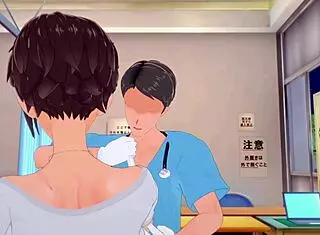In the infirmary, the crossdressing anime character gets treated