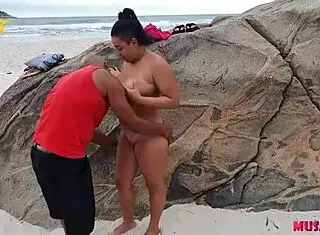 Big-Assed Woman Adventures On Nudist Beach In Rio With Well-Endowed Black Men