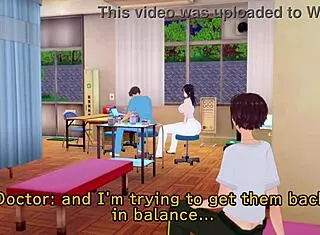 In the infirmary, the crossdressing anime character gets treated