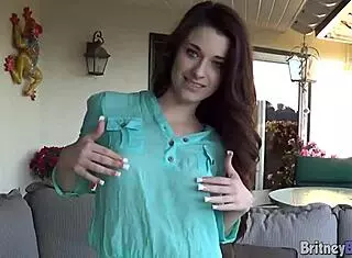 Britney Blue Plays Dildo Outdoor.