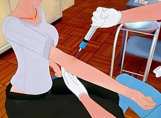 In the infirmary, the crossdressing anime character gets treated