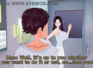 In the infirmary, the crossdressing anime character gets treated