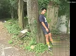 japanese gay guys bathing in the outdoor shower.