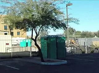 porta gloryhole at construction site for outdoor blowjobs