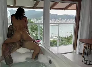 latina ebony rides muscular tourist's swollen pussy in cowgirl fucking