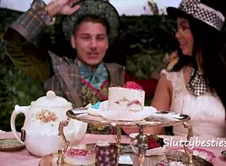 alice's crazy foursome with queen of hearts, mad hatter, and white rabbit 😈