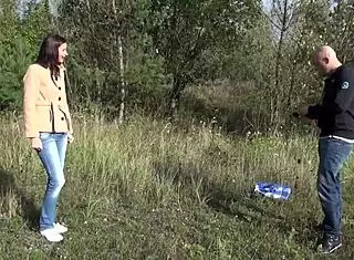 Outdoor wild fuck with brunette slut